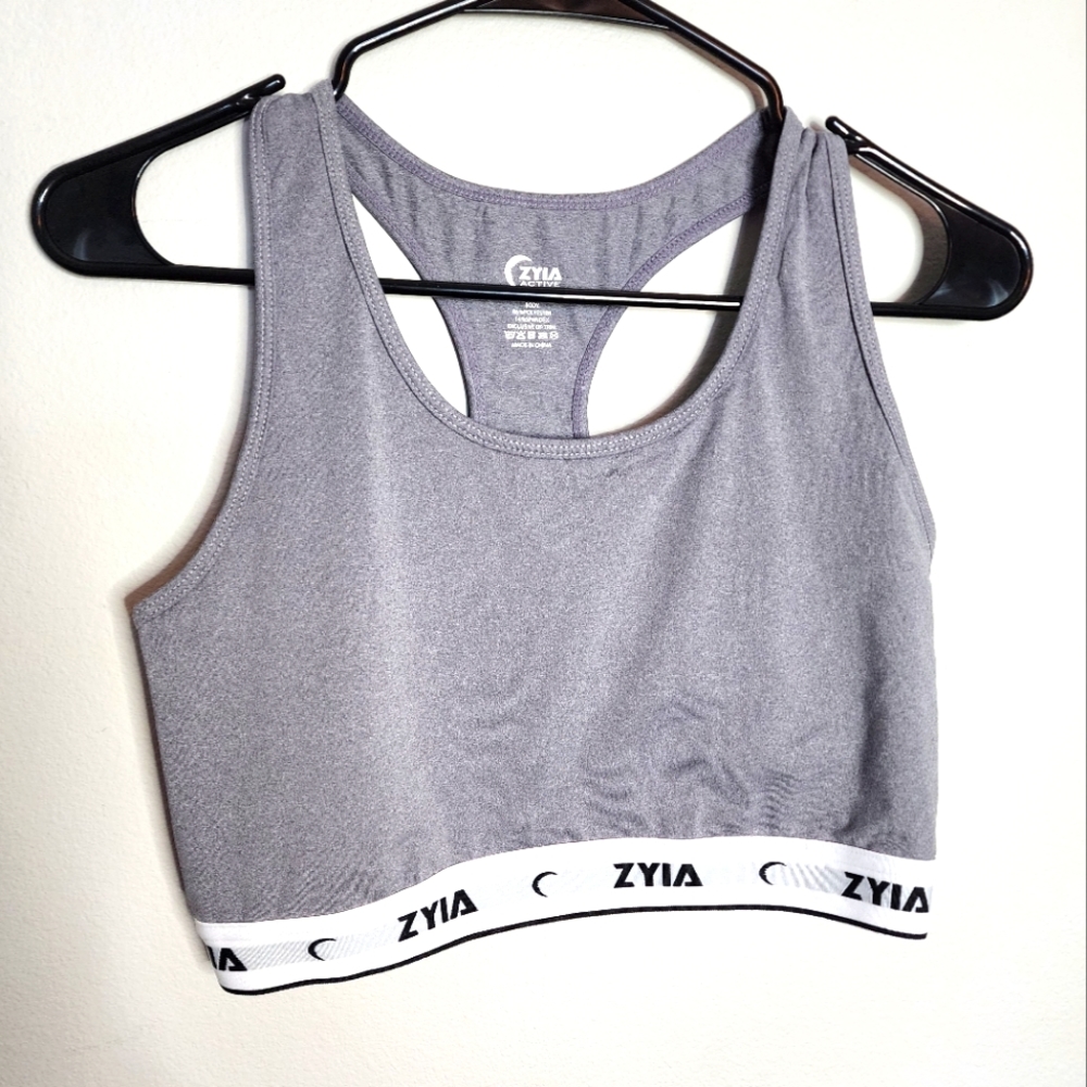 Zyia Active Low Support Racerback Sports Bra, Grey, Women's Medium